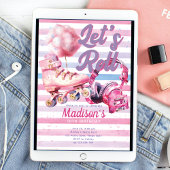 Roze Waterverf Roller Blade Verjaardag Kaart