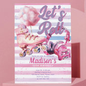 Roze Waterverf Roller Blade Verjaardag Kaart