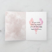 Roze Waterverf Romantisch Jubileum Kaart (Binnen)