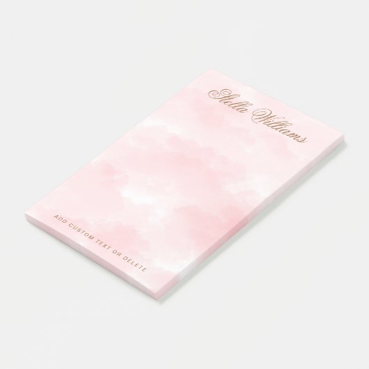 Roze waterverf romantische scriptnaam post-it® notes (Schuin)