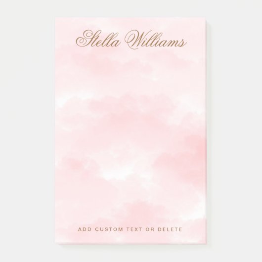 Roze waterverf romantische scriptnaam post-it® notes (Voorkant)