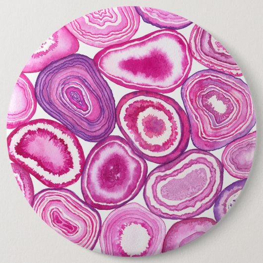 Roze waterverf ronde button 6,0 cm (Voorkant)