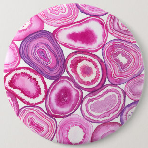 Roze waterverf ronde button 6,0 cm