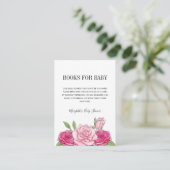 Roze Waterverf Roos Baby shower Book Request Card Informatiekaartje (Staand voorkant)