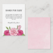 Roze Waterverf Roos Baby shower Book Request Card Informatiekaartje (Voorkant / Achterkant)