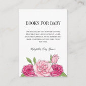 Roze Waterverf Roos Baby shower Book Request Card Informatiekaartje (Voorkant)