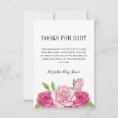 Roze Waterverf Roos Baby shower Book Request Card Kaart (Voorkant)