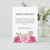 Roze Waterverf Roos Baby shower Book Request Card Kaart (Staand voorkant)