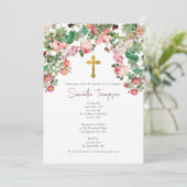 Roze Waterverf Roos Bloem Vloertuinmeisje Kaart (Staand voorkant)