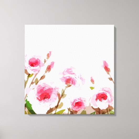 Roze waterverf roos Bloemen Boho Bloom Canvas Afdruk (Voorkant)