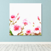 Roze waterverf roos Bloemen Boho Bloom Canvas Afdruk (Insitu (Houten vloer))