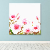 Roze waterverf roos Bloemen Boho Bloom Canvas Afdruk (Insitu (Houten vloer))