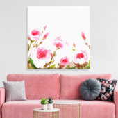Roze waterverf roos Bloemen Boho Bloom Canvas Afdruk (Insitu (Woonkamer))