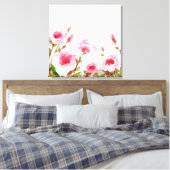 Roze waterverf roos Bloemen Boho Bloom Canvas Afdruk (Insitu (Slaapkamer))