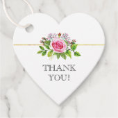 Roze waterverf roos bloemenbruiloft Dank u Bedankjes Labels (Voorkant)