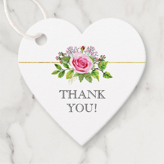 Roze waterverf roos bloemenbruiloft Dank u Bedankjes Labels (Voorkant)