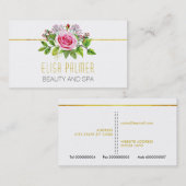 Roze waterverf roos boeket bloemen visitekaartje (Voorkant / Achterkant)