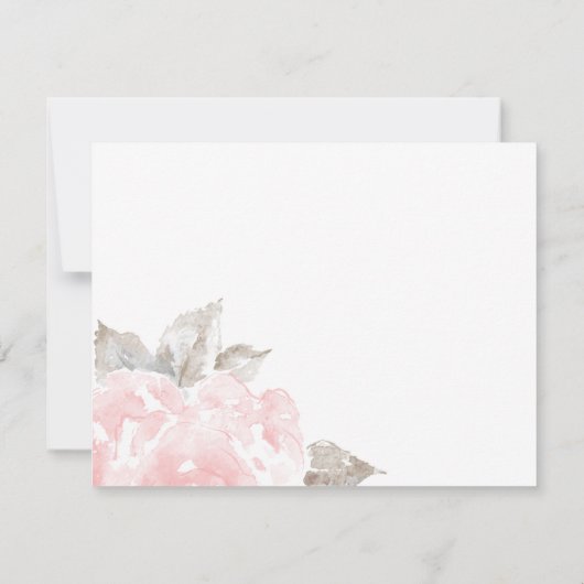  roze Waterverf Roos bruiloft Bedankkaart (Achterkant)