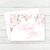 roze Waterverf Roos bruiloft Bedankkaart
