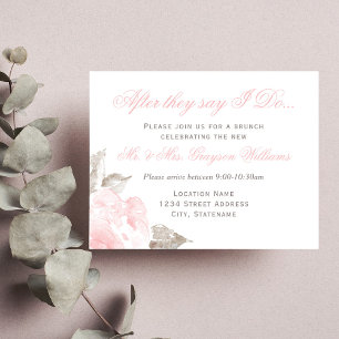 roze Waterverf Roos bruiloft brunch Kaart
