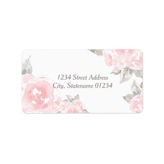 Roze Waterverf Roos bruiloft Etiket (Voorkant)