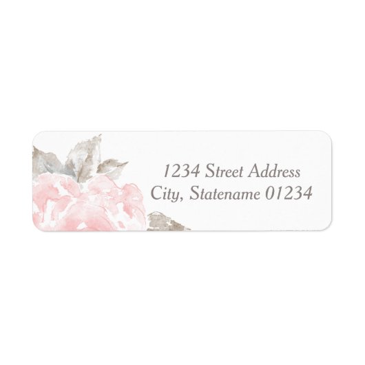 Roze Waterverf Roos bruiloft Etiket (Voorkant)