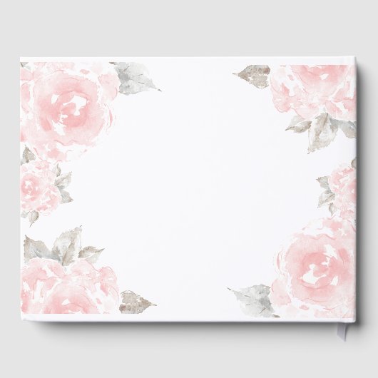  roze Waterverf Roos bruiloft Monogram Gastenboek (Achterkant)
