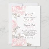 roze Waterverf Roos bruiloft Monogram Kaart (Voorkant)