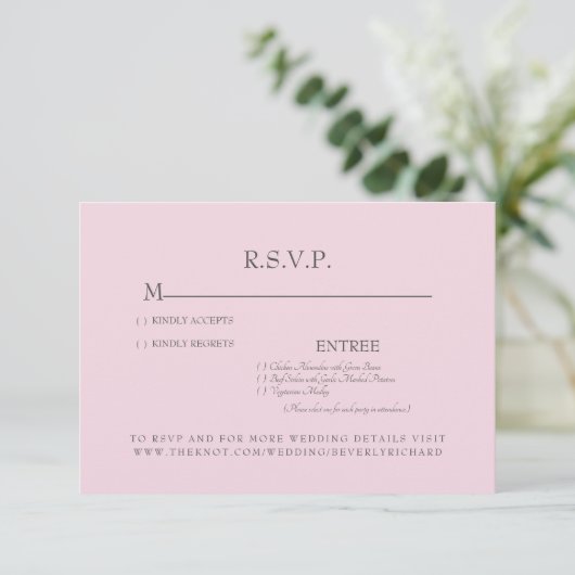 Roze Waterverf Roos bruiloft RSVP-kaart RSVP Kaartje (Staand voorkant)