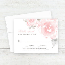 roze Waterverf Roos bruiloft RSVP Kaartje