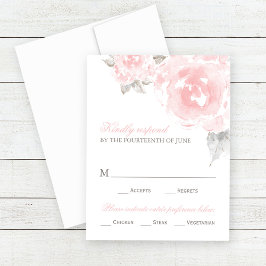 roze Waterverf Roos bruiloft RSVP Kaartje