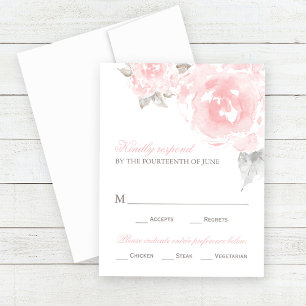 roze Waterverf Roos bruiloft RSVP Kaartje