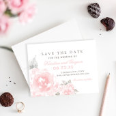  roze Waterverf Roos bruiloft Save The Date