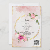 Roze Waterverf Roos Bruiloft Suite Kaart (Achterkant)