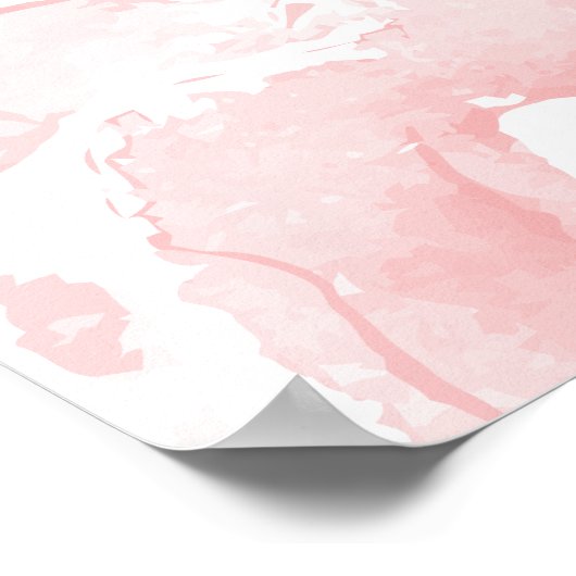  roze Waterverf Roos bruiloft zitplaats Poster (Hoek)