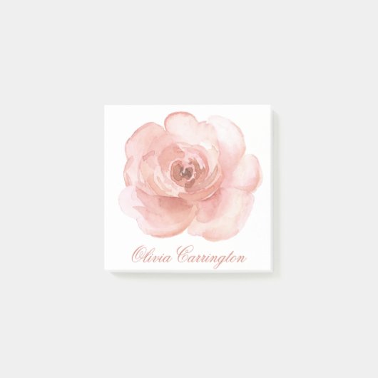 Roze Waterverf Roos Elegant naam Kantoor Post-it® Notes (Voorkant)