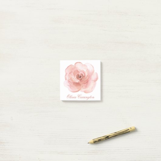 Roze Waterverf Roos Elegant naam Kantoor  Post-it® Notes (Op bureau)