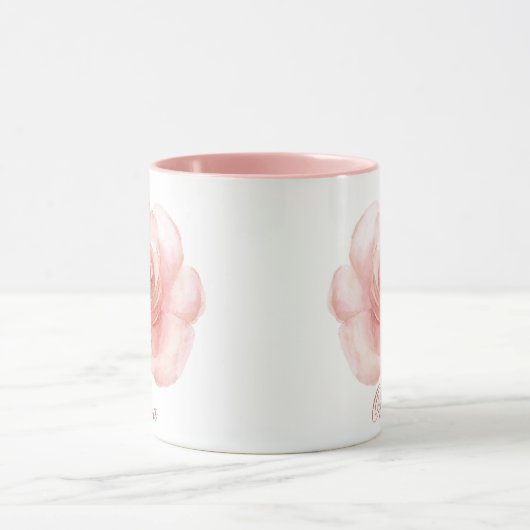 Roze Waterverf Roos Elegant Name Girly Mok (Midden)