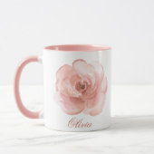 Roze Waterverf Roos Elegant Name Girly Mok (Links)