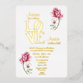Roze Waterverf Roos en goudkoorts Folie Uitnodiging (Voorkant)