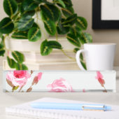 roze waterverf roos florale boho bloem naambordje