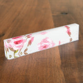 roze waterverf roos florale boho bloem naambordje (Zijkant)