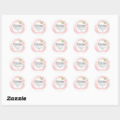 Roze Waterverf Roos Gepersonaliseerde Doop Ronde Sticker (Vel)