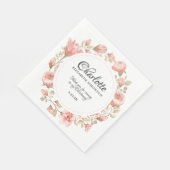 Roze Waterverf Roos Gepersonaliseerde doopsel Servet (Hoek)