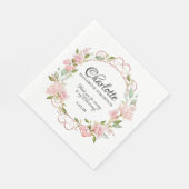 Roze Waterverf Roos Gepersonaliseerde doopsel Servet (Hoek)