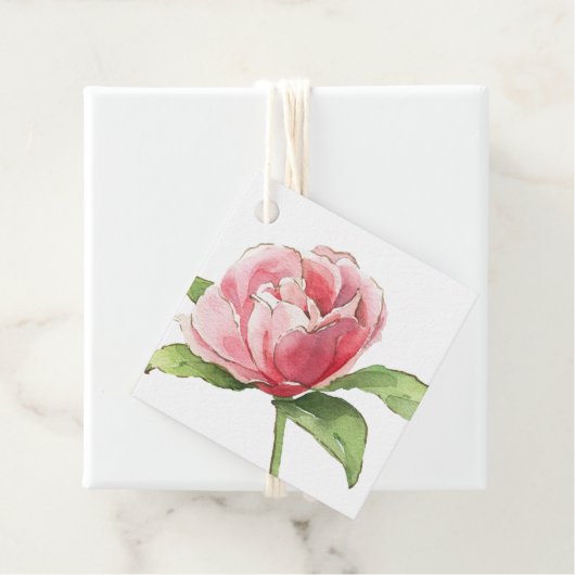 Roze Waterverf Roos Gift Label (In situ)