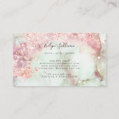 Roze waterverf roos goud glitter visitekaartje (Achterkant)