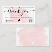 Roze waterverf roos goudfolie orde dank u visitekaartje (Voorkant / Achterkant)