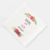 roze Waterverf Roos Happy Birthday - tekst - Servet (Hoek)