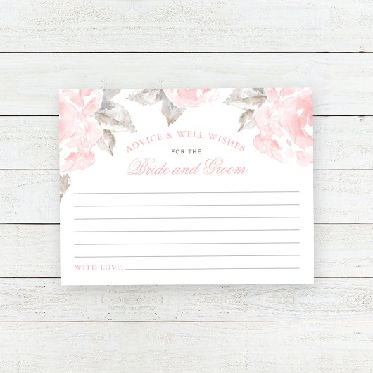 roze Waterverf Roos huwelijksadvies Notitiekaartje